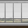 White Venetian Blinds Covering Whole Window In Home Interior With Wooden Floor