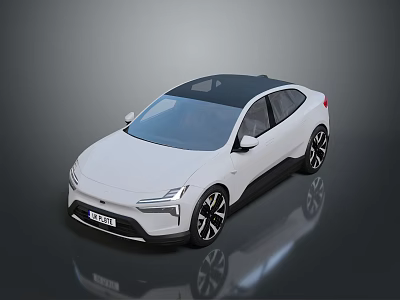 White Electric Car With Modern Design Black Roof Sleek Front And Black Alloy Wheels 3d model