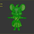 Cute Cartoon Mouse Character With Big Ears Yellow Bow Brown Bag And Polka Dot Dress