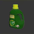 Natural Green Laundry Detergent In Green Bottle With Yellow Cap 3d model