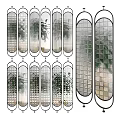 Four Panel Glass Room Divider With Metal Frame And Decorative Glass Patterns For Interior Design