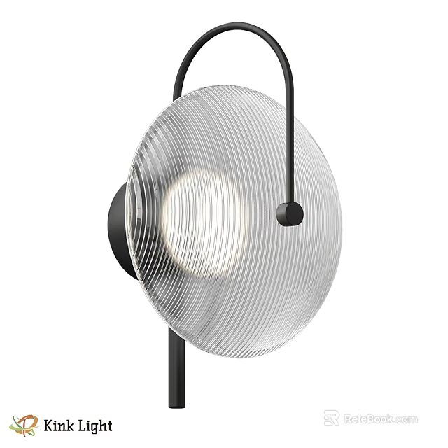 Modern Transparent Ribbed Glass Shade Wall Lamp With Black Metal Frame 3d model 