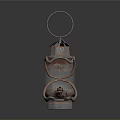 Decorative Vintage Lantern With Circular Handle Ornate Metal Frame And Glass Body