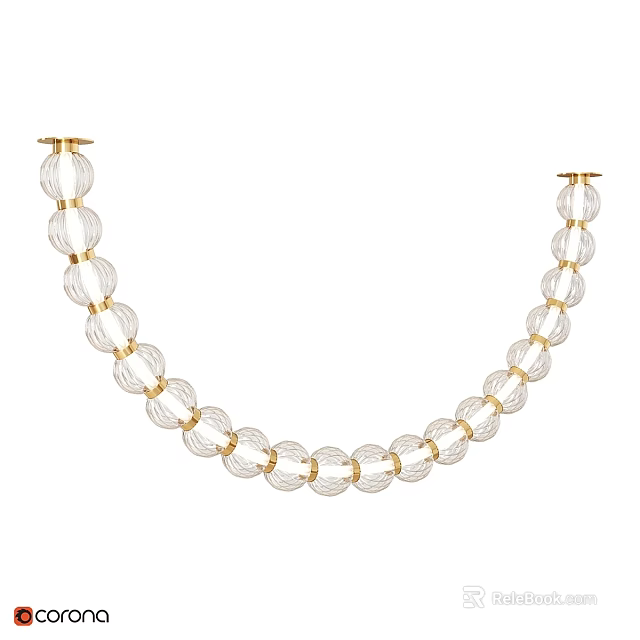 Elegant Modern Transparent Glass Beads Circular Chandelier With Golden Frame Design 3d model 