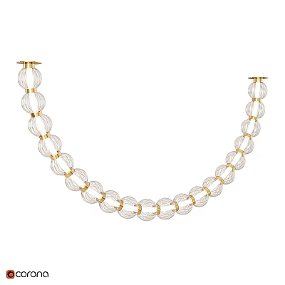 Elegant Modern Transparent Glass Beads Circular Chandelier With Golden Frame Design 3d model