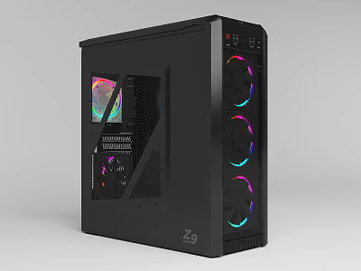 Zalman Modern Computer Case with Transparent Side Panel and RGB Fans 3d model
