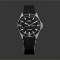 Stylish Black Wristwatch With Silver Case And Silicone Strap For Daily Life