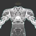 3D Rendered Futuristic Mechanical Armored Character With Metal Back And Arm Structures