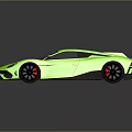Bright Green Sports Car with Sleek Modern Body Black Wheels Red Calipers and Glossy Finish