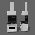 Modern White Kitchen Appliances With Range Hoods Stoves Ovens And Black Control Panels