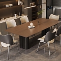 Modern Italian Restaurant Solid Wood Dining Table and Chair Combination Bar Dining Table Leather Dining Chair Four-person Dining Table Cabinet Wine Cabinet 3d model