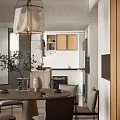 Modern Kitchen Interior With Woven Door Cabinets Stone Countertop And Appliances