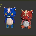 Smiling Blue And Red Tiger Cartoon Game And Movie Characters With White Stripes Orange Eyes