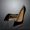 Elegant Black High Heels Featuring Red Heel Smooth Patent Leather Orange Lining