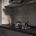 Modern Kitchen Interior With Gray White Cabinets Island Counter And Appliances