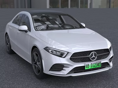 White Mercedes-Benz Electric Sedan With Modern Sleek Body LED Headlights And Front Logo 3d model