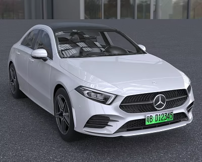 White Mercedes-Benz Electric Sedan With Modern Sleek Body LED Headlights And Front Logo 3d model