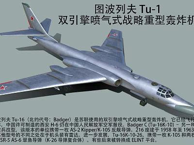 Tupolev Tu-1 Twin Engine Jet Strategic Heavy Bomber from Soviet Union 3d model