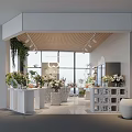 Bright Flower Shop Interior With Fresh Flowers Green Plants Display Tables Large Windows And Wooden Ceiling