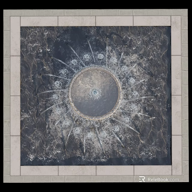 Outdoor Garden Ornament Featuring Circular Design And Radiant Stone Patterns 3d model 