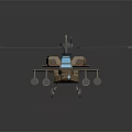3D Rendered Military Helicopter With Brown Body Blue Windows Rotors And Reflection