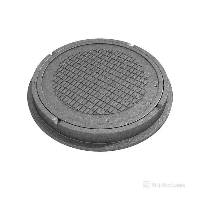 Circular Metal Manhole Cover With Grid Pattern For Urban Road Infrastructure 3d model 