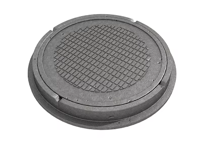 Circular Metal Manhole Cover With Grid Pattern For Urban Road Infrastructure 3d model