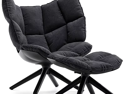 Modern Grey Velvet Lounge Chair With Comfortable Cushions And Black Legs 3d model