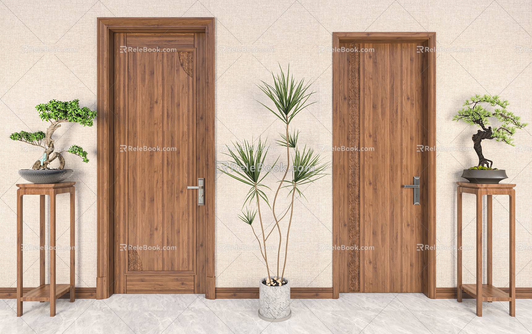 New Chinese style door 3d model