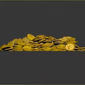 Pile Of Shiny Golden Coins With Round Shape And Smooth Surface On Dark Background