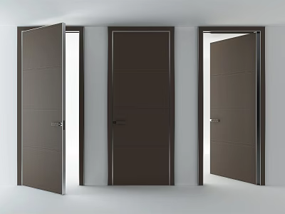 Dark Brown Swing Doors With Sleek Design For Home Interior Open And Closed 3d model