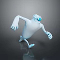 White Cartoon Style 3D Character With Blue Eyes Long Arms Long Legs And Dynamic Pose