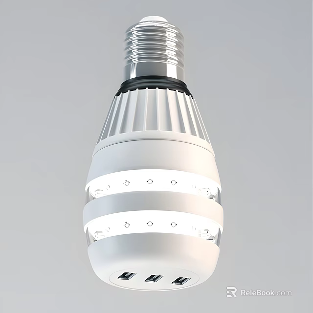 Modern LED Light Bulb With White Striped Body Multiple LED Lamps For Home Lighting 3d model 