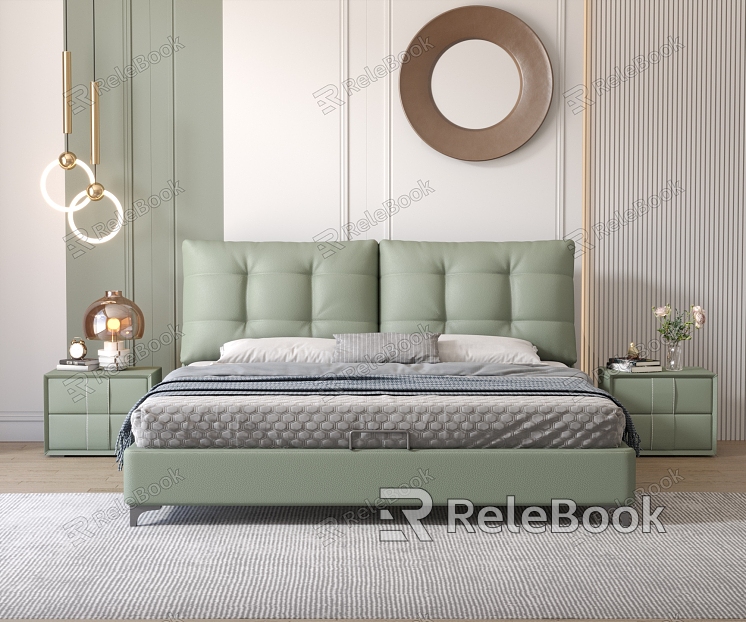 Modern Background Double Bed Soft Leather Bed model