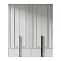 Modern Minimalist Wardrobe With White Vertical Stripes And Metal Handles