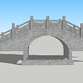 Ancient Stone Arch Bridge With Detailed Railings Under Blue Sky And Clouds