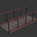 Outdoor Garden Patio Platform With Brown Metal Frame And Grid Mesh Floor