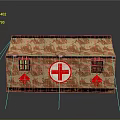 House Shaped Storage Furniture With Brown Beige Pattern And Red Cross Decorations