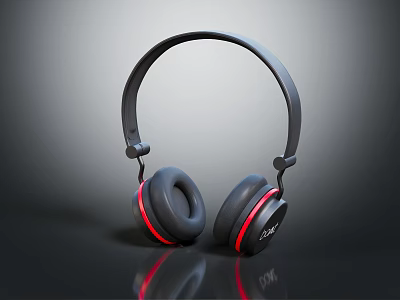 JBL Brand Black Over Ear Headphones With Red Accent Strips Design 3d model