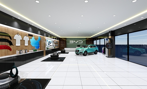 Auto Parts Wall in Exhibition Hall of Modern Auto Show Auto Shop 3d model