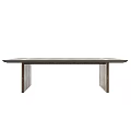Modern Rectangular Dining Table With Solid Wood Legs And Natural Texture Design 3d model