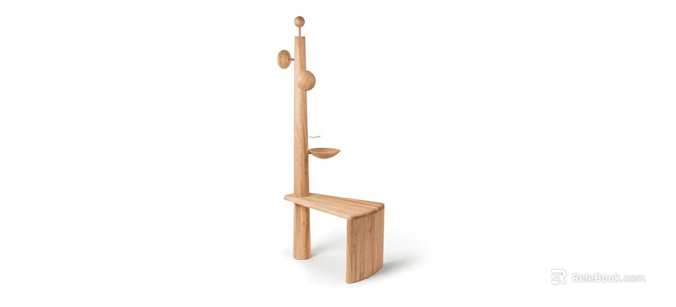 Modern Wooden Shoe Rack With Coat Hooks And Bench For Entryway 3d model 
