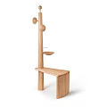 Modern Wooden Shoe Rack With Coat Hooks And Bench For Entryway