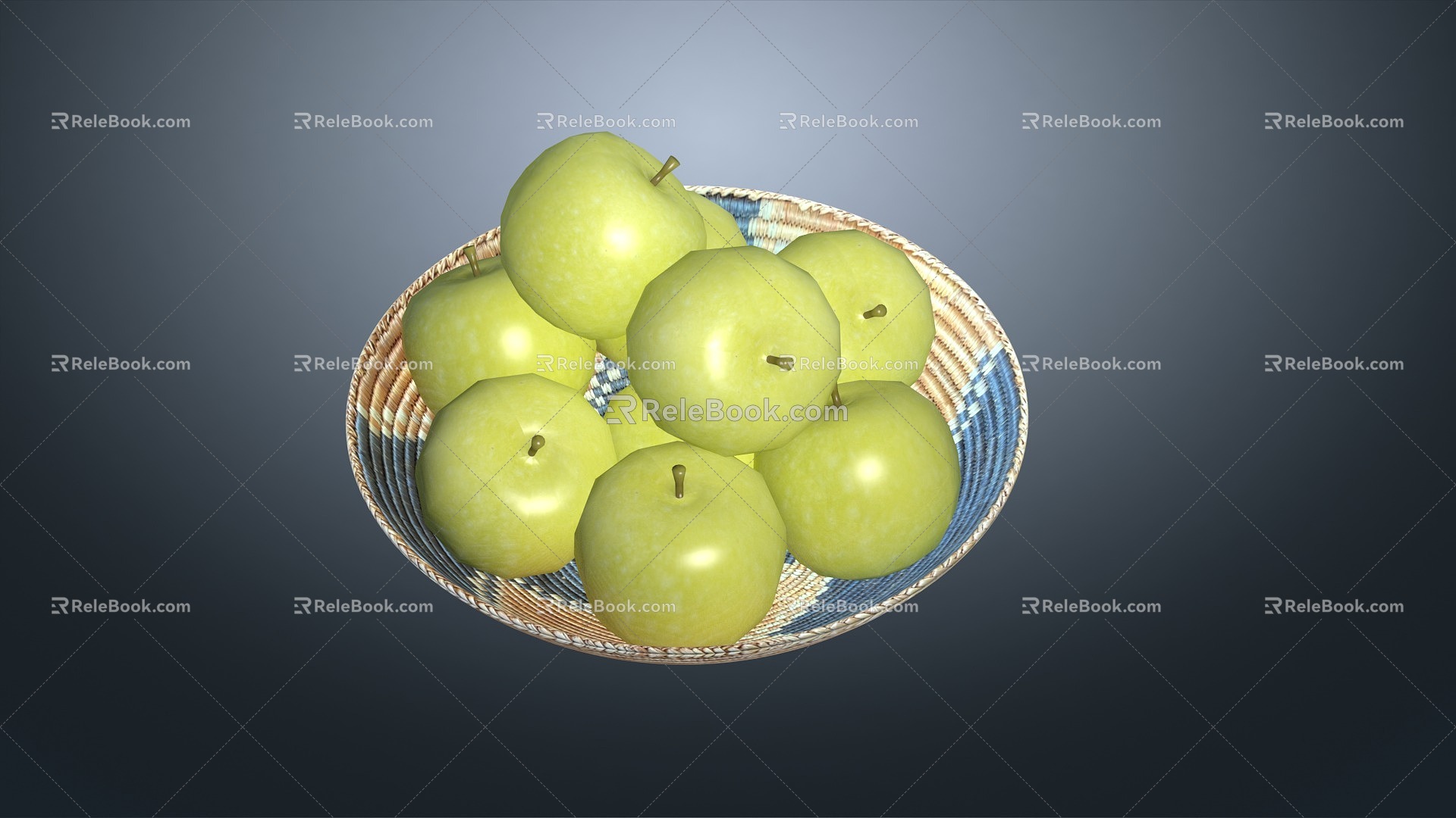 apple green apple fruit plate 3d model