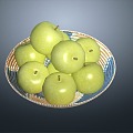 apple green apple fruit plate 3d model