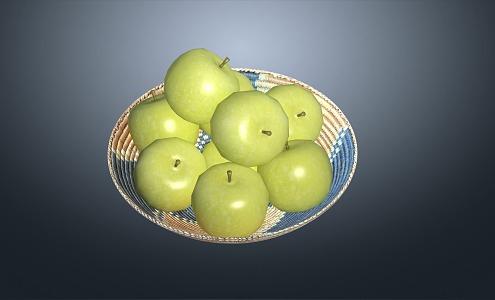 apple green apple fruit plate 3d model