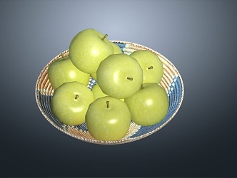 apple green apple fruit plate 3d model