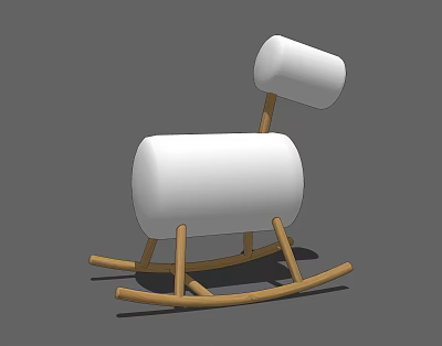 Building Blocks Rocking Horse with White Cylindrical Body and Wooden Rocker Legs 3d model Building Blocks Rocking Horse with White Cylindrical Body and Wooden Rocker Legs 3d model