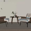 Modern Casual Table and Chair Casual Chair Small Round Table 3d model