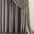 Elegant Patterned Curtains In Beige Gray With Sheer Lining And Tiebacks For Window Decor